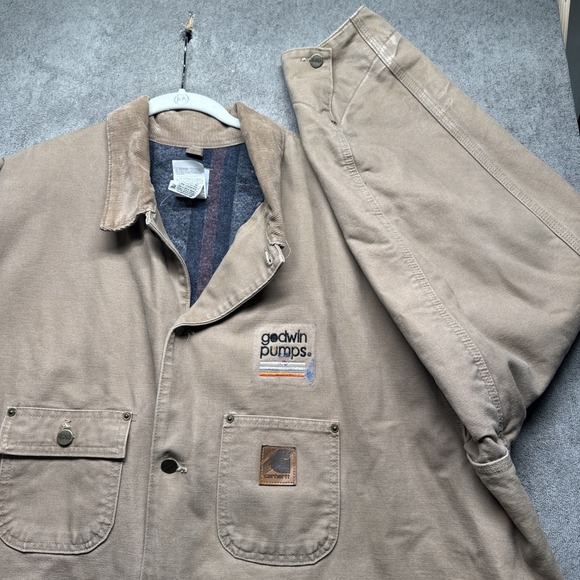 Carhartt Other - Carhartt Duck Chore Coat Jacket 4XL Tall Tan Blanket Lined Made in USA Workwear